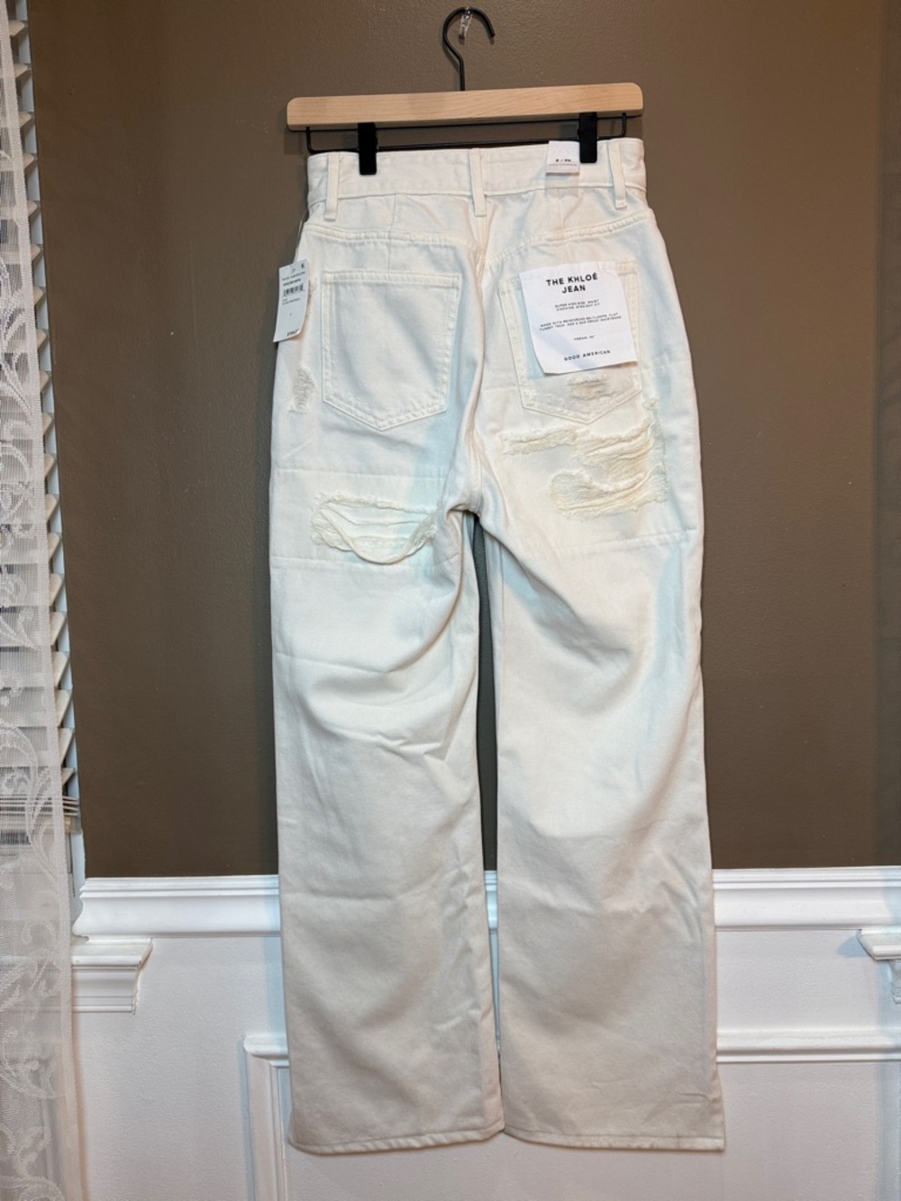 Good American Khloe Jeans White Distressed Flare 2/26 NWT- Flawed - Picture 3 of 11